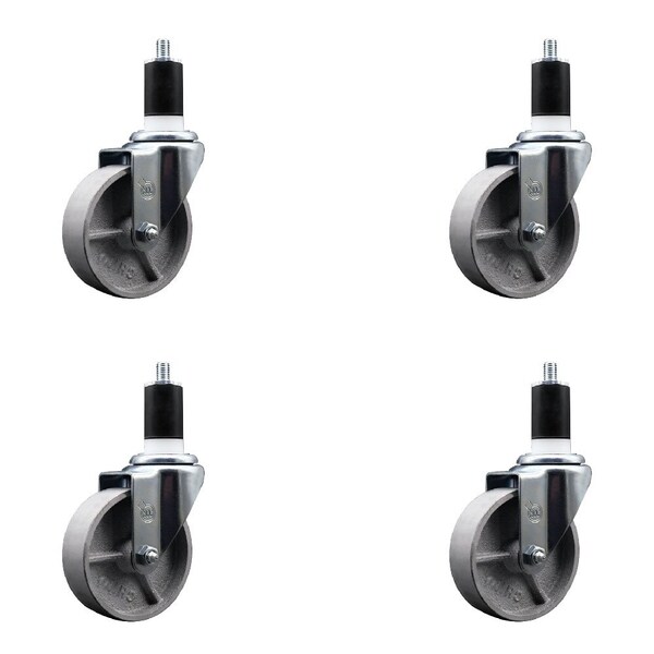 4'' Semi Steel Wheel Swivel 1-1/2'' Expanding Stem Caster Set, 4PK